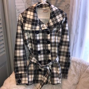 Plaid pea coat